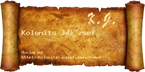 Kolonits József névjegykártya