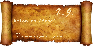 Kolonits József névjegykártya