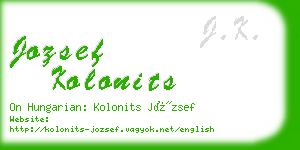 jozsef kolonits business card